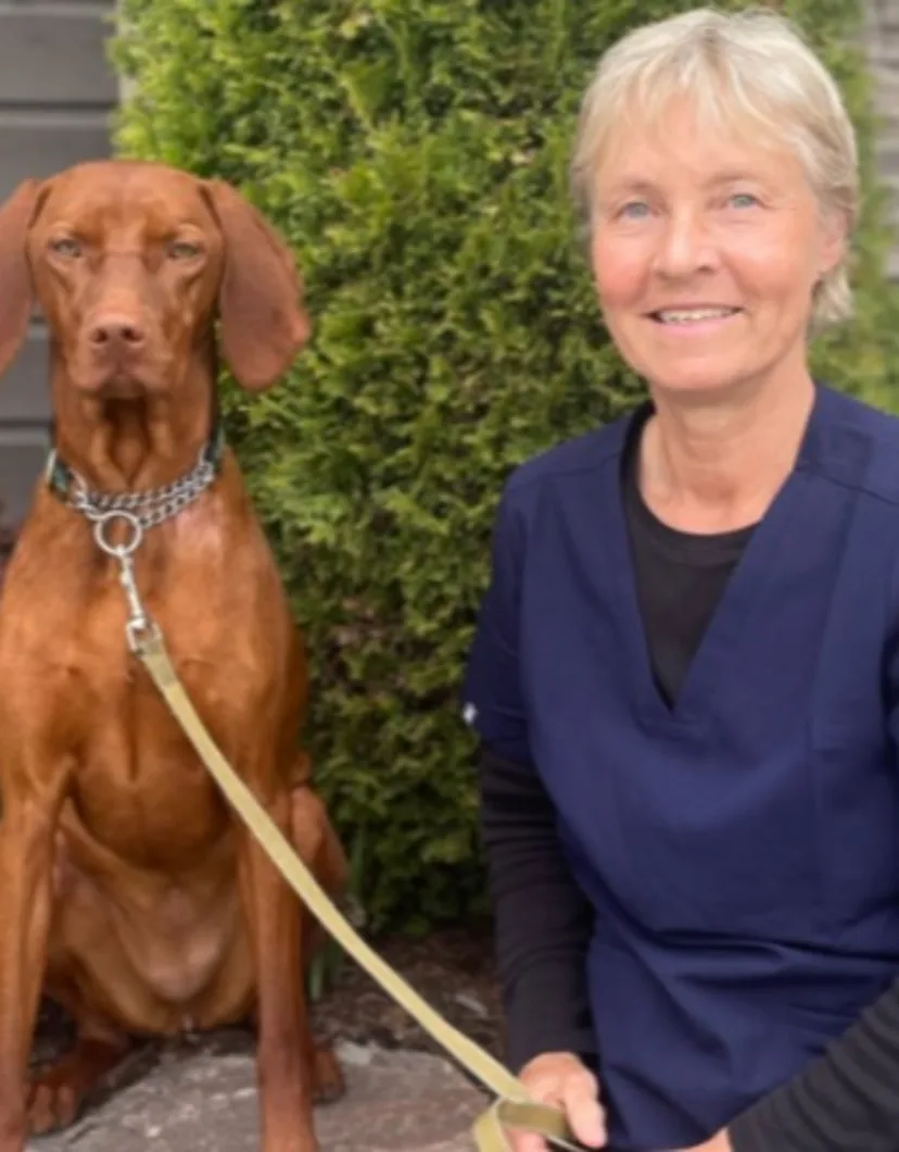 Heather with her dog, Nyoni